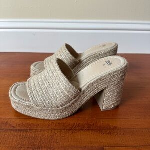 ZARA Beige Braided Platform Mule Sandals